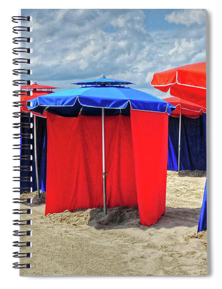 Beach Spiral Notebook featuring the photograph Beach Umbrellas Nice France by Dave Mills