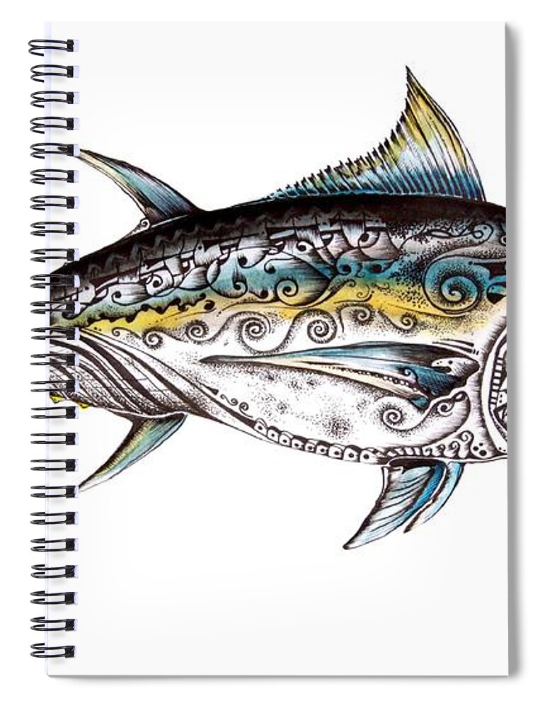 Blue Fin Spiral Notebook featuring the painting Beautiful Blue Fin by J Vincent Scarpace
