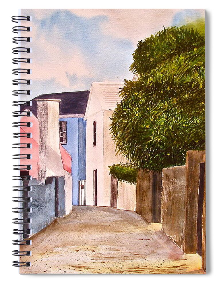 Bermuda Spiral Notebook featuring the painting Bermuda Alley by Frank SantAgata
