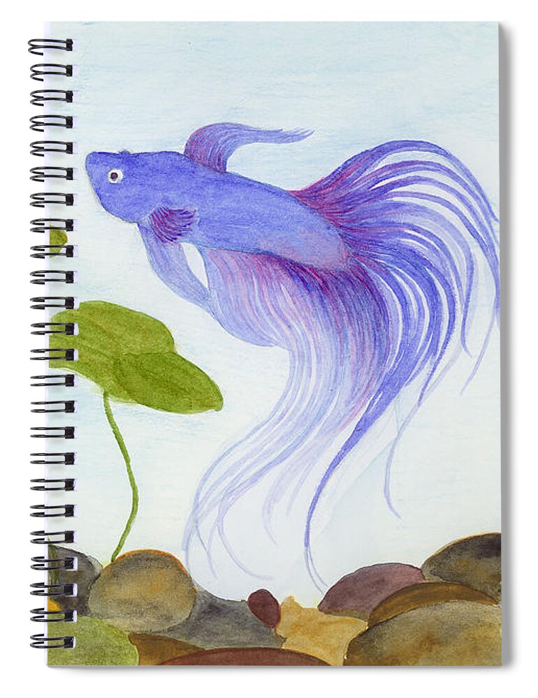 Betta Spiral Notebook featuring the painting Blue Betta 2 by Jackie Irwin