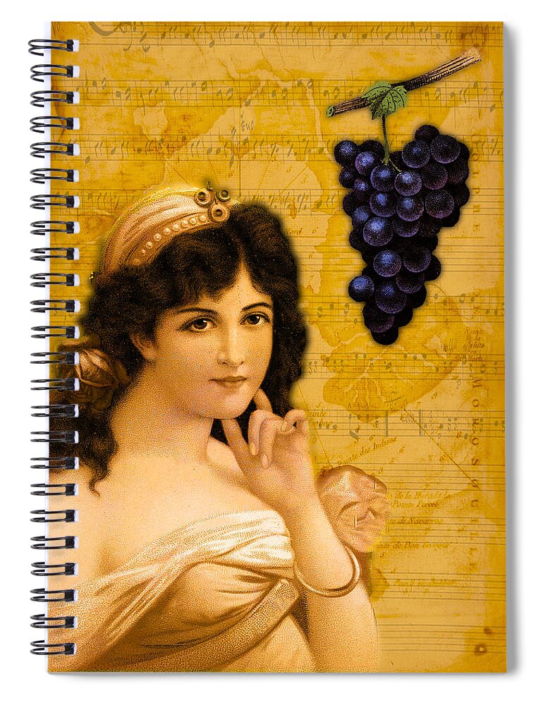Grapes Spiral Notebook featuring the digital art Beulah Peel Me a Grape by Sarah Vernon