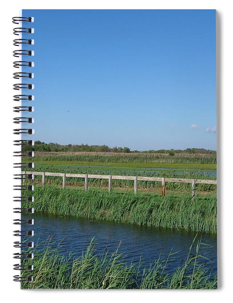 Marsh Spiral Notebook featuring the photograph Bike Path in the Meadows by Nancy Patterson