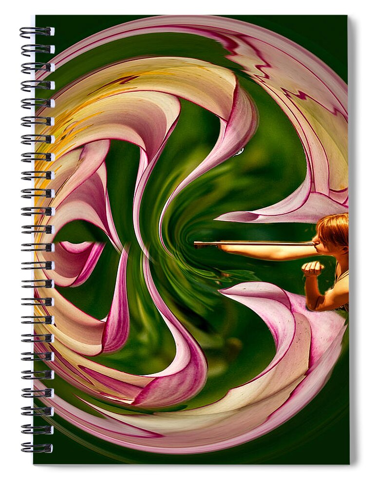 Blowing Spiral Notebook featuring the photograph Blowing up the world. by Jean Noren