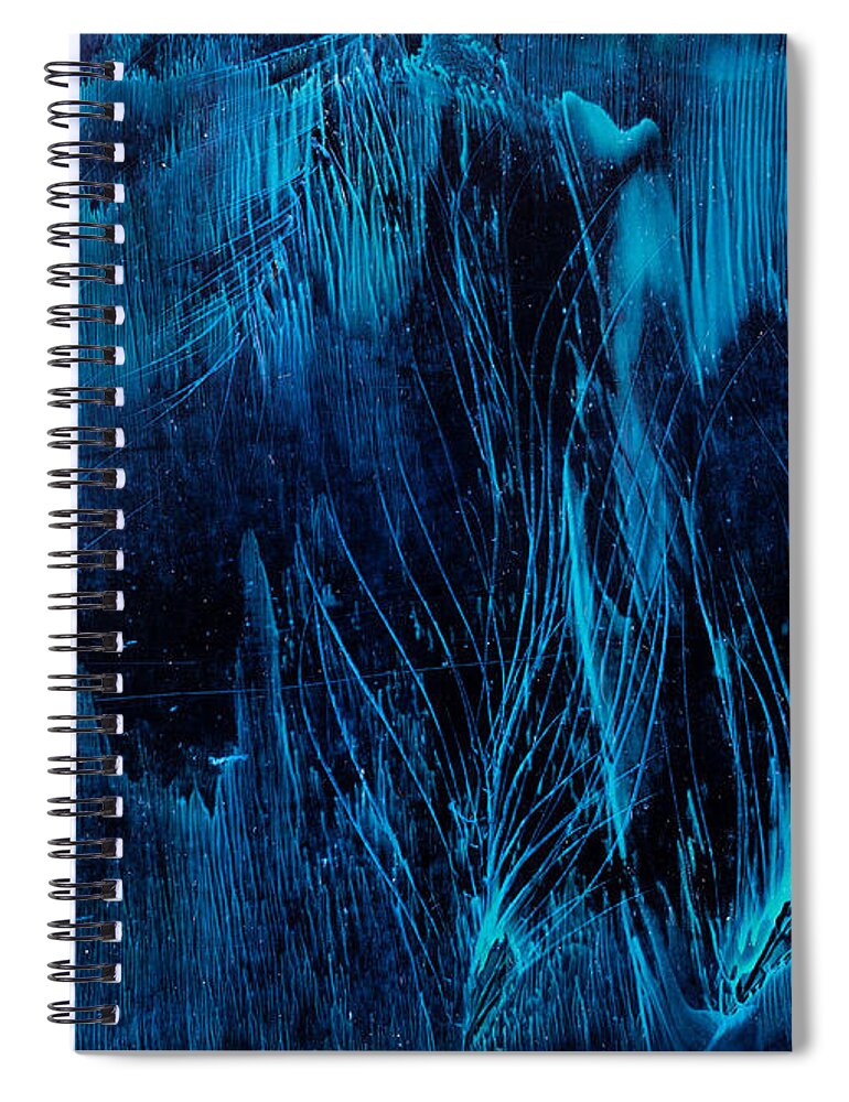 Blue Spiral Notebook featuring the painting Blue feathers background art by Simon Bratt