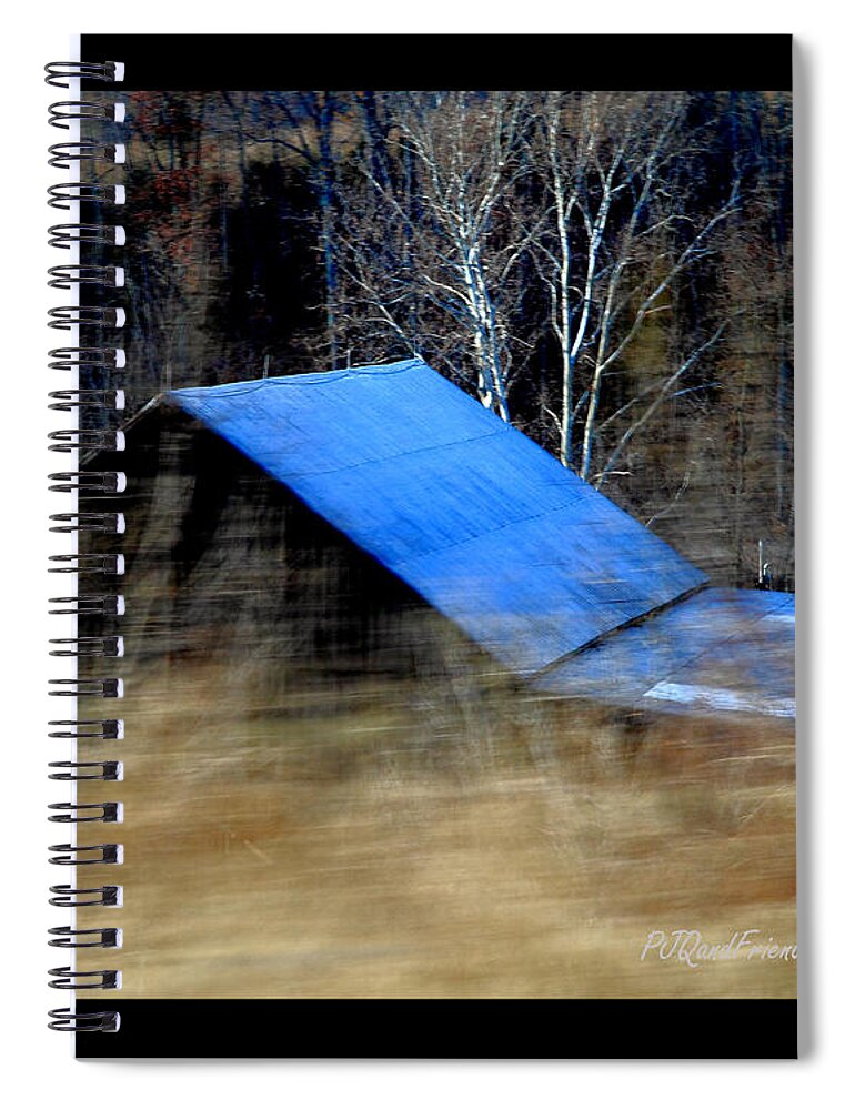 Barn Spiral Notebook featuring the photograph 'Blue Roof Barn' by PJQandFriends Photography
