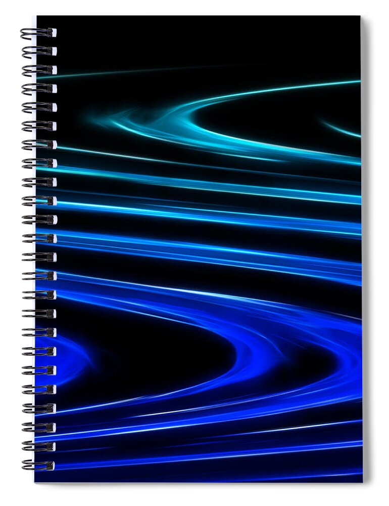 Abstract Spiral Notebook featuring the digital art Blue Waves by Ricky Barnard