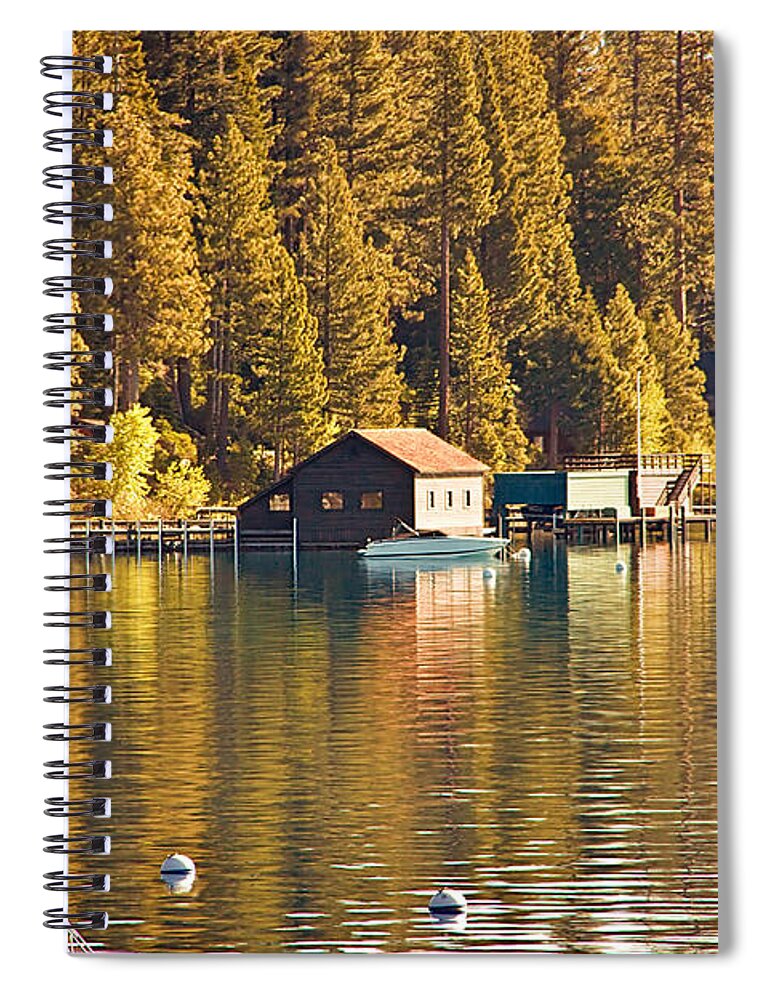 Lake Spiral Notebook featuring the photograph Boat House by Randy Wehner