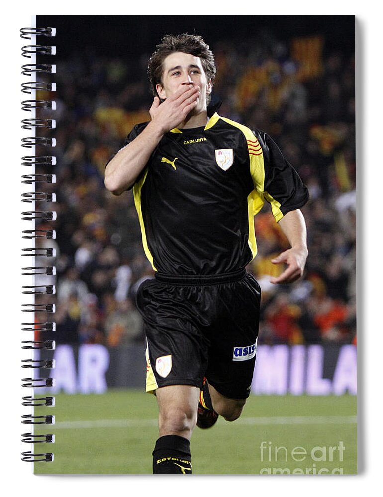 Bojan Spiral Notebook featuring the photograph Bojan Krkic celebrating a goal 2 by Agusti Pardo Rossello