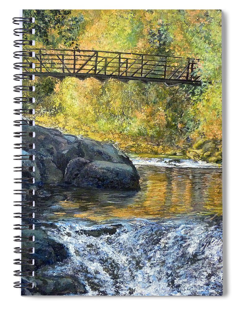 Boulder Spiral Notebook featuring the painting Boulder Creek by Tom Roderick