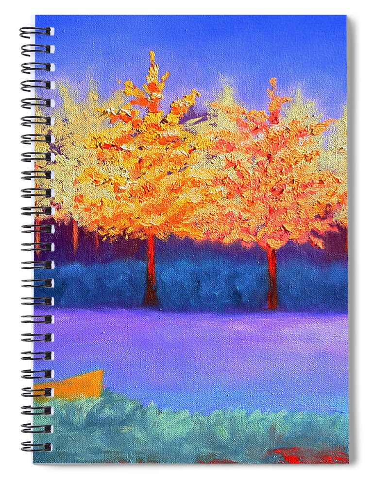 Landscape Spiral Notebook featuring the painting Brians Lake by Karin Eisermann