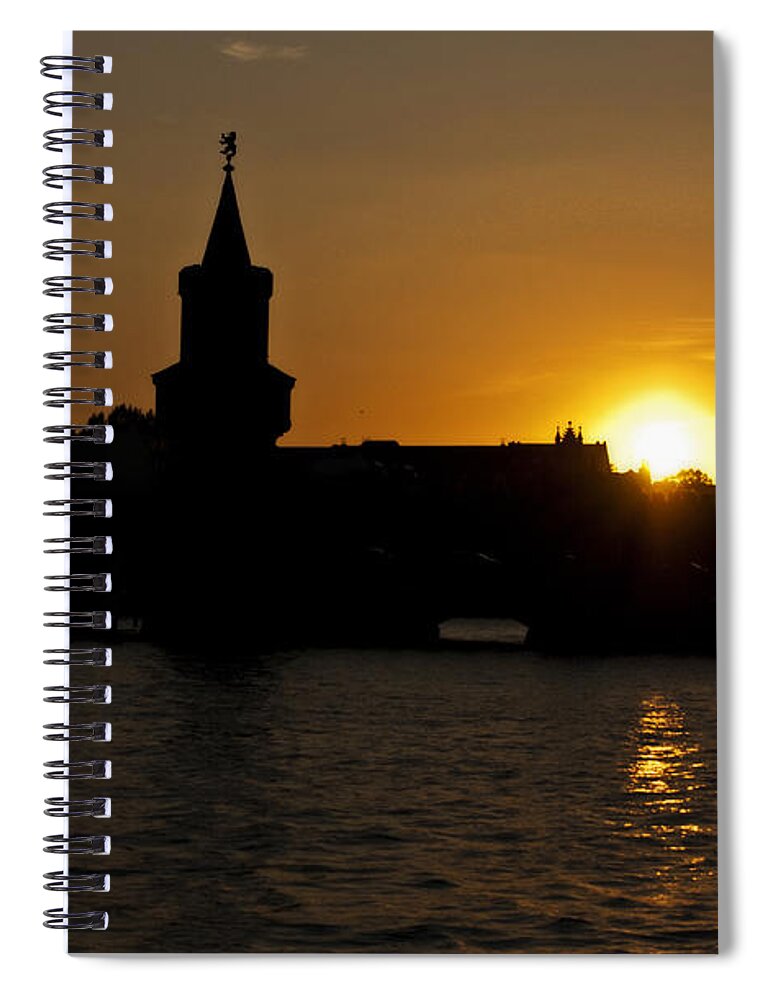Berlin Spiral Notebook featuring the photograph Bridge sunset by Nathan Wright