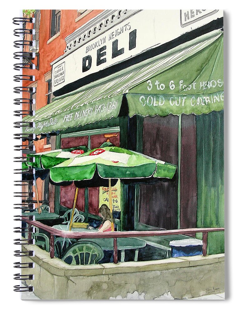 Brooklyn Spiral Notebook featuring the painting Brooklyn Heights Deli by Tom Riggs