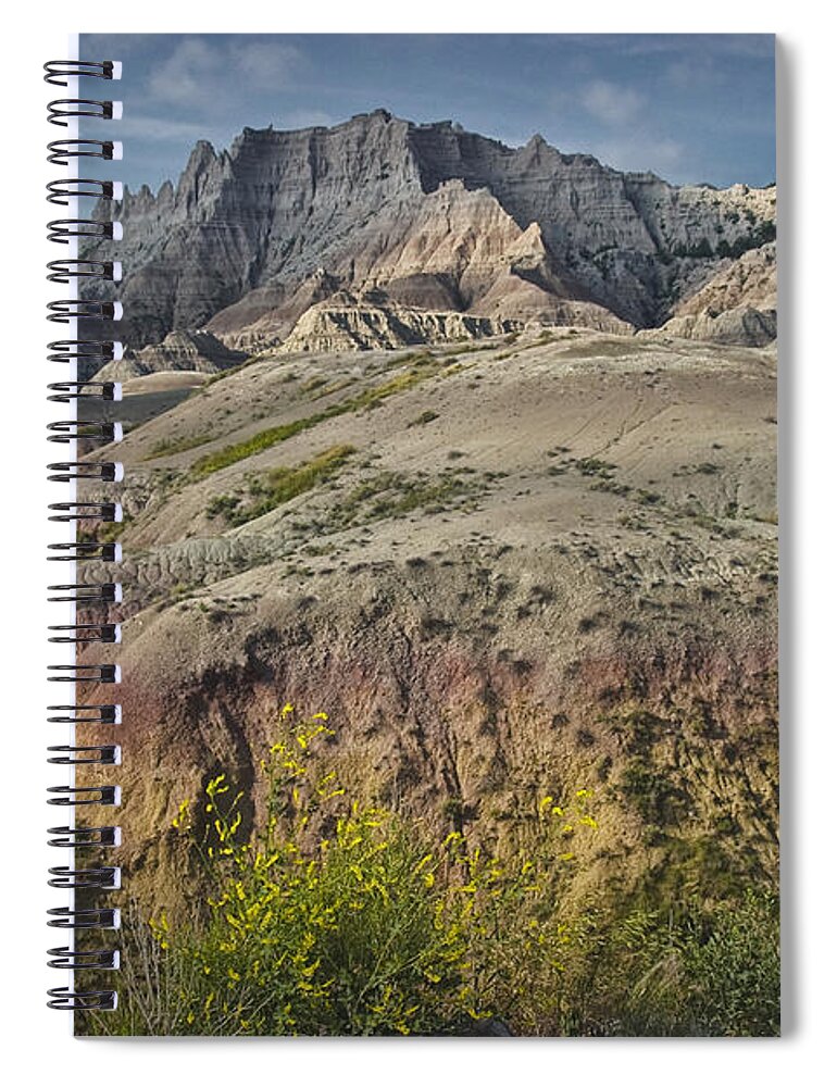 Art Spiral Notebook featuring the photograph Butte formation in Badlands National Park by Randall Nyhof