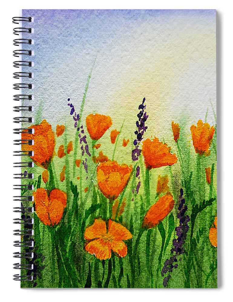 Poppies Spiral Notebook featuring the painting California Poppies Field by Irina Sztukowski