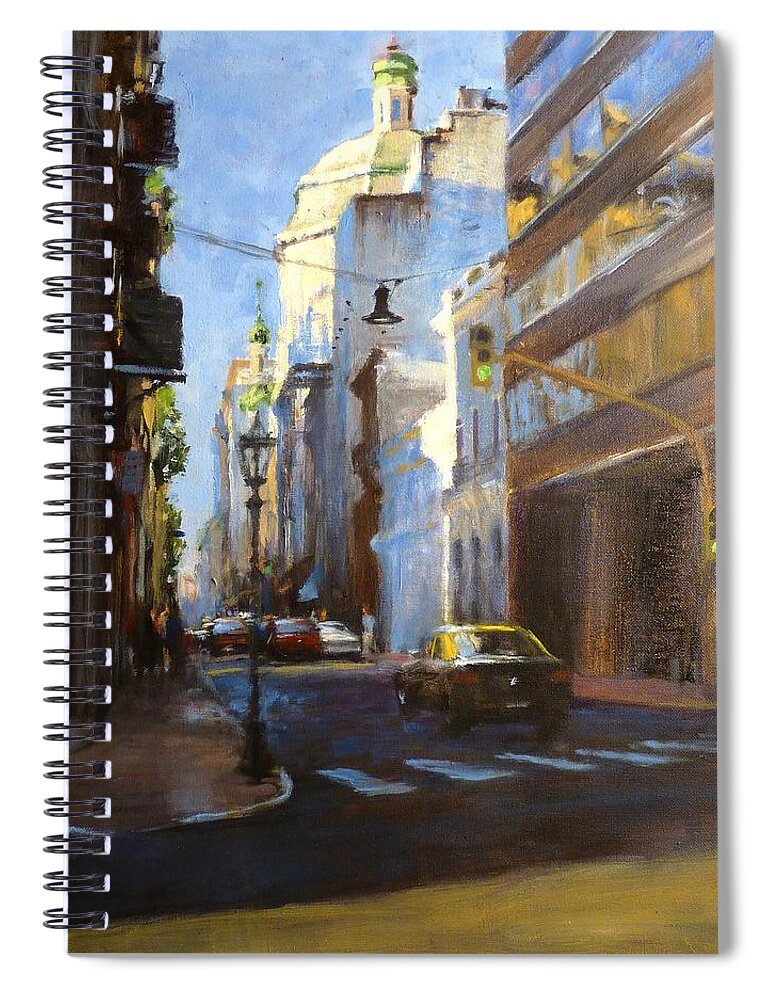 Landscape Spiral Notebook featuring the painting Calle Defensa by Peter Salwen