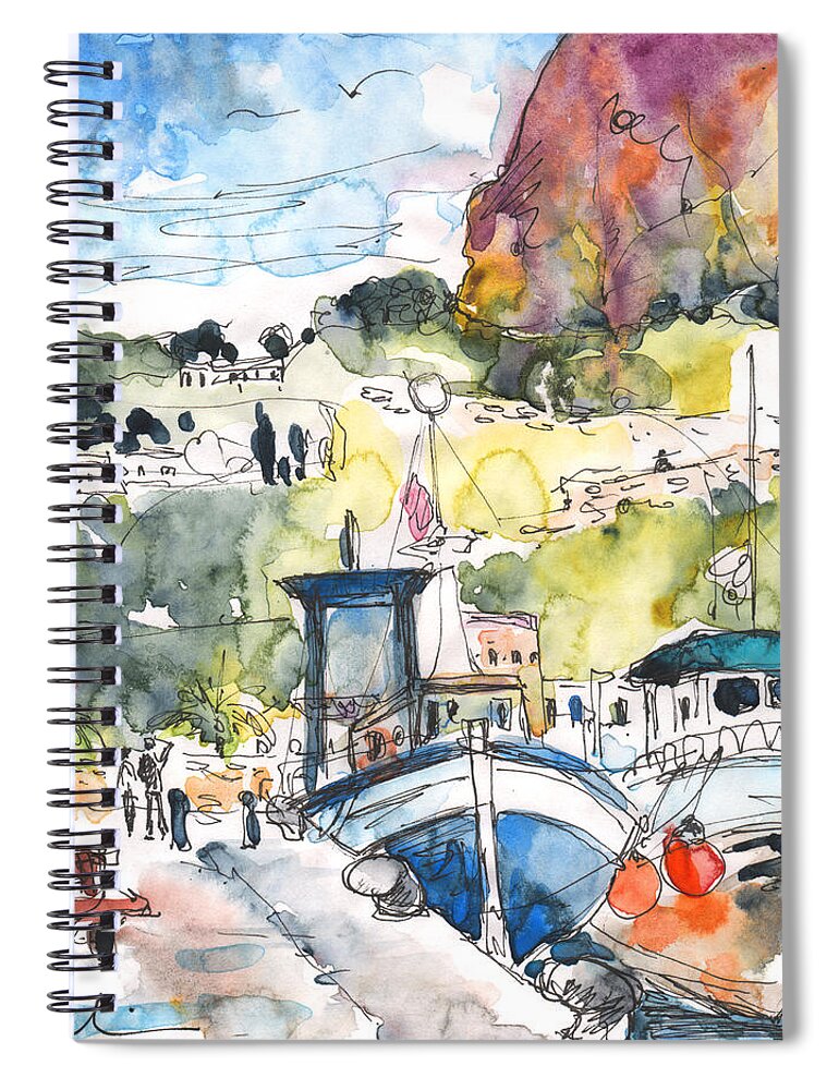 Travel Spiral Notebook featuring the painting Calpe Harbour 05 by Miki De Goodaboom
