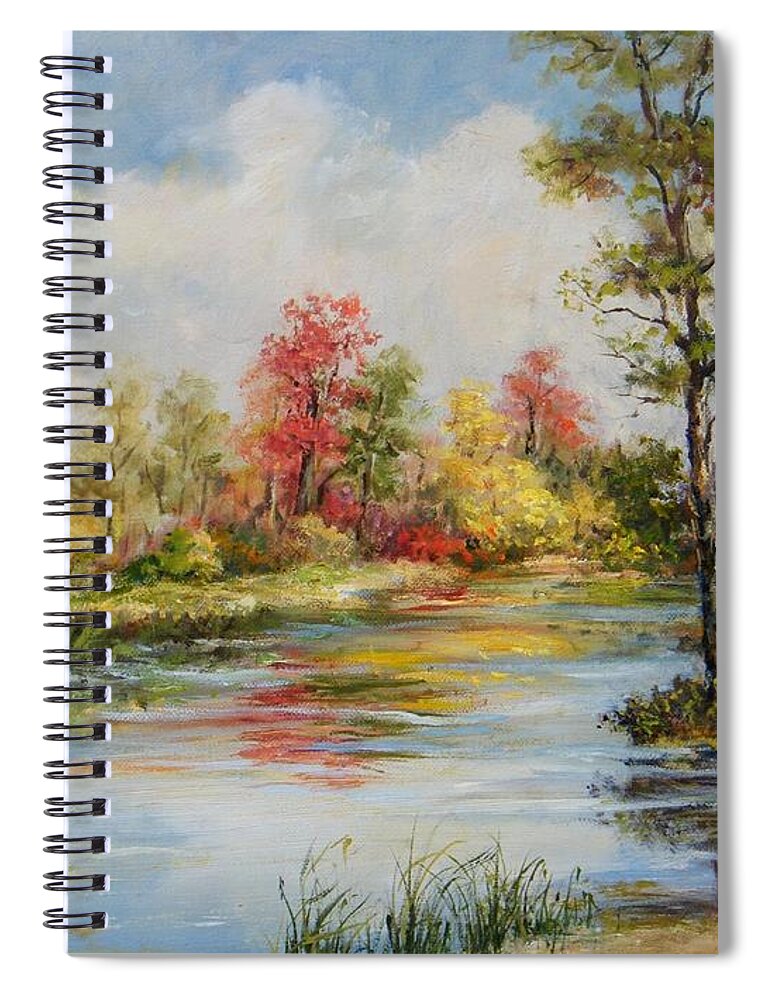 This Is Caney Creek Spiral Notebook featuring the painting Caney Creek by Virginia Potter