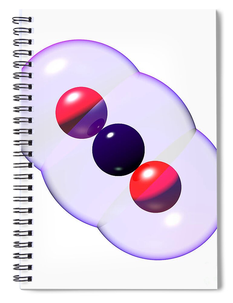 Atom Spiral Notebook featuring the digital art CARBON DIOXIDE Molecule CO2 9 by Russell Kightley
