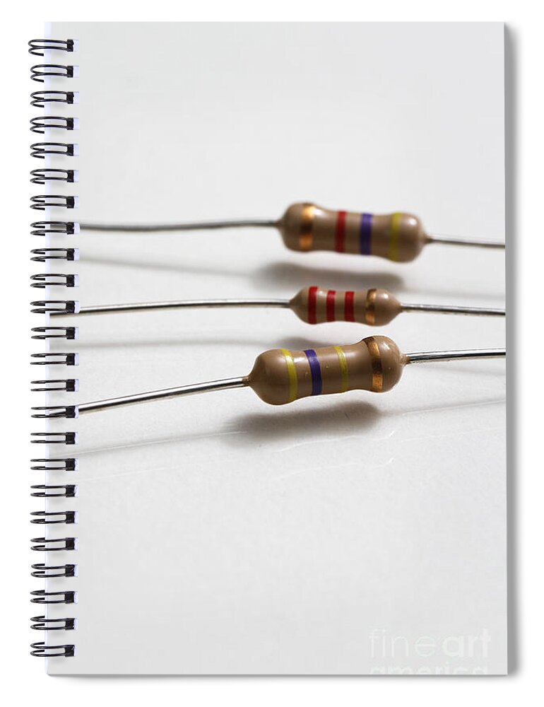 Component Spiral Notebook featuring the photograph Carbon Film Resistors by Photo Researchers, Inc.