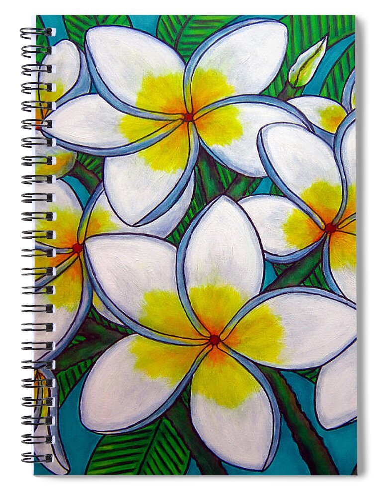 Frangipani Spiral Notebook featuring the painting Caribbean Gems by Lisa Lorenz
