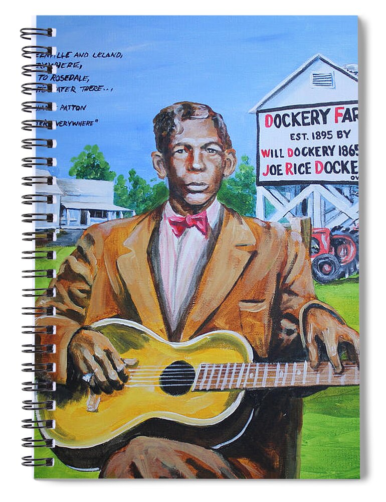 Charlie Patton Spiral Notebook featuring the painting Charlie Patton by Karl Wagner