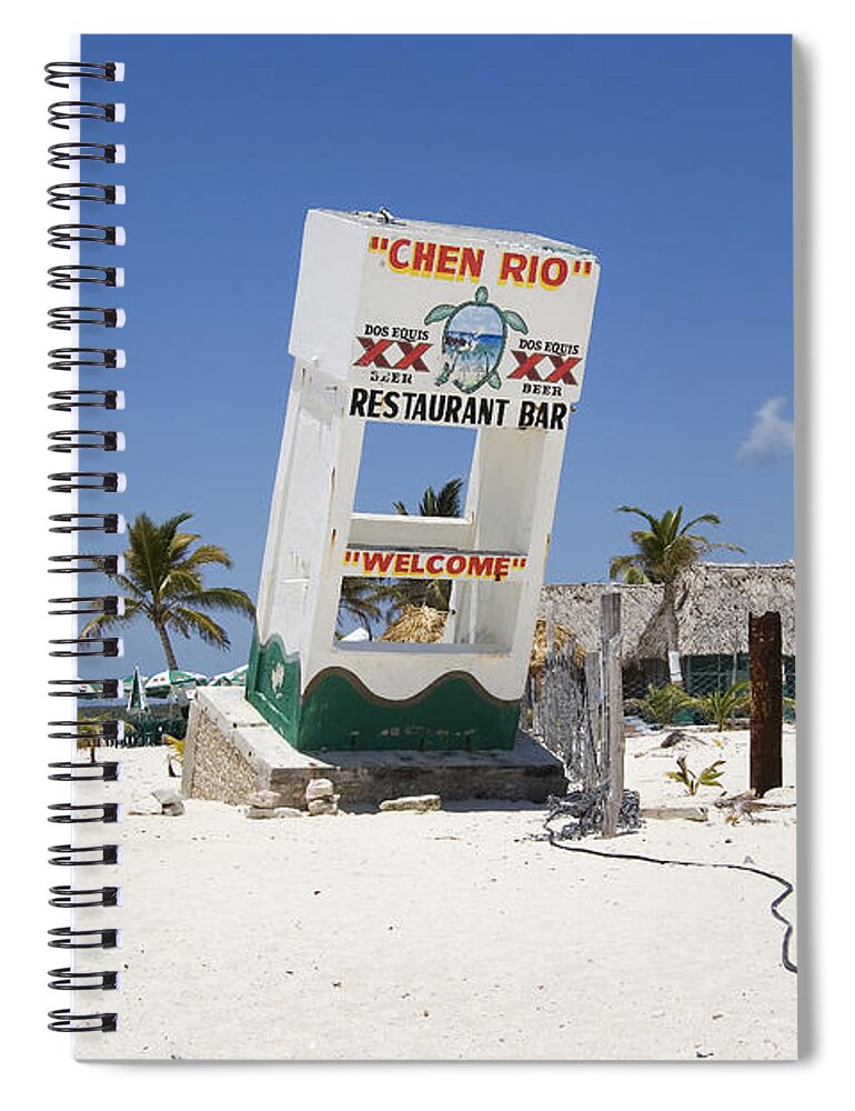 Cozumel Spiral Notebook featuring the photograph Chen Rio Beach Bar Cozumel Mexico by Shawn O'Brien