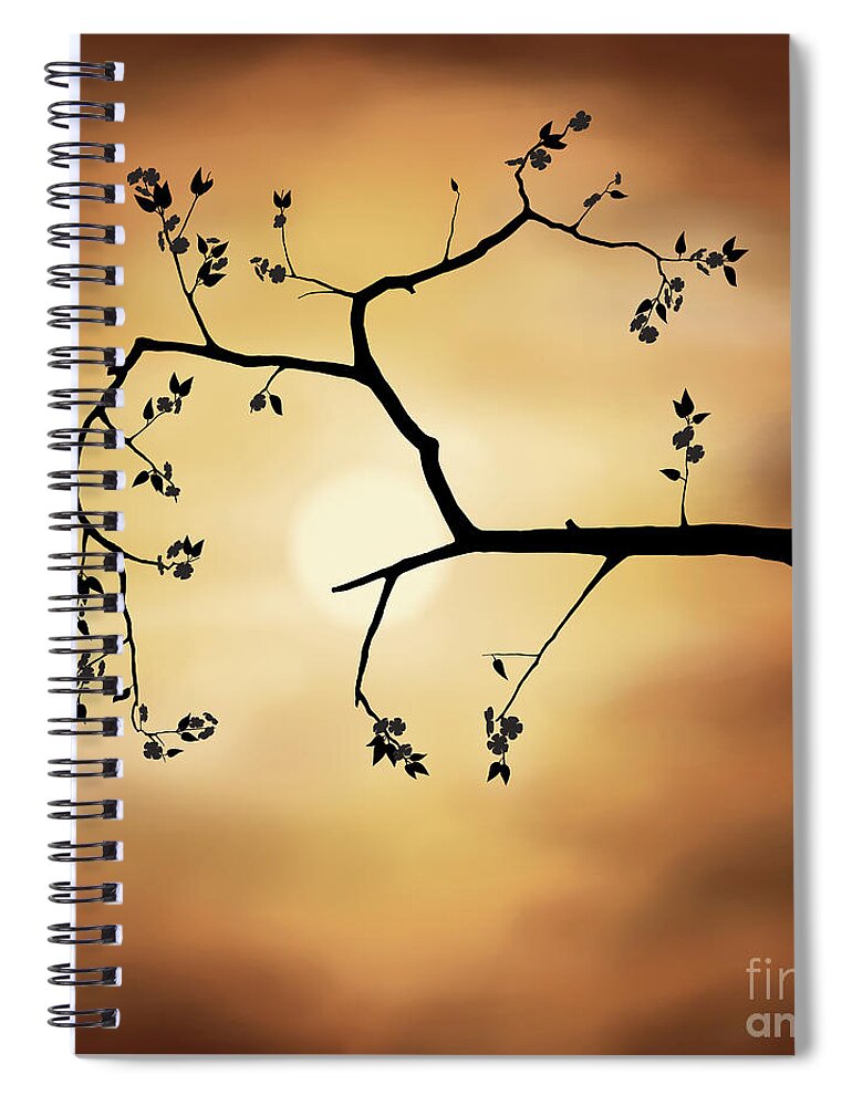 Cherry Blossom Spiral Notebook featuring the photograph Cherry Blossom over Dramatic Sky by Maxim Images Exquisite Prints