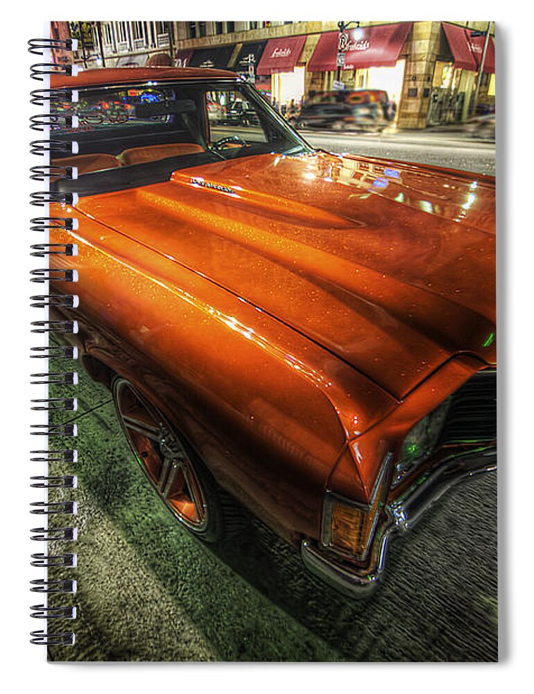 Yhun Suarez Spiral Notebook featuring the photograph Chevy Impala by Yhun Suarez