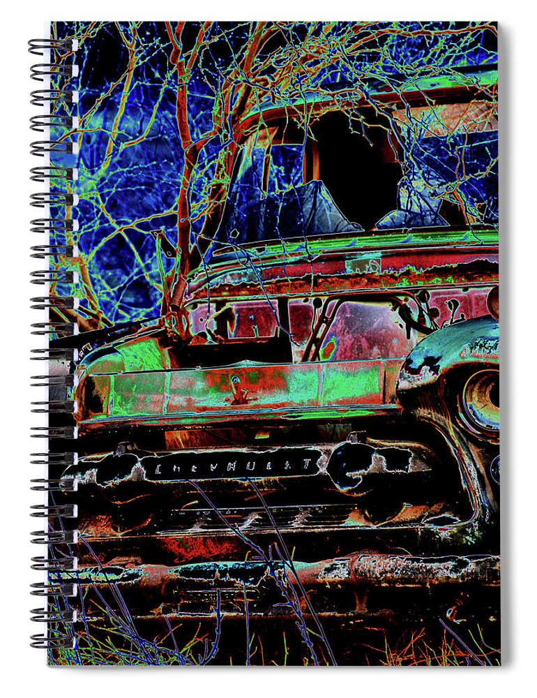 Chevy Spiral Notebook featuring the photograph Chevy Long Gone by Charles Benavidez