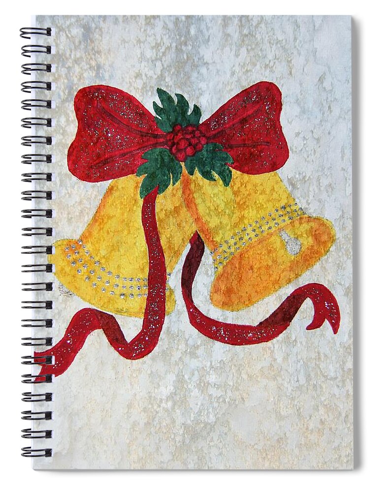 Christmas Spiral Notebook featuring the painting Christmas Bells by Davandra Cribbie