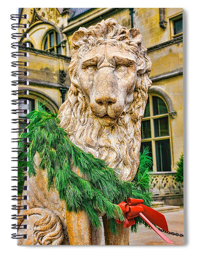 Lion Spiral Notebook featuring the photograph Christmas Lion at Biltmore by William Jobes