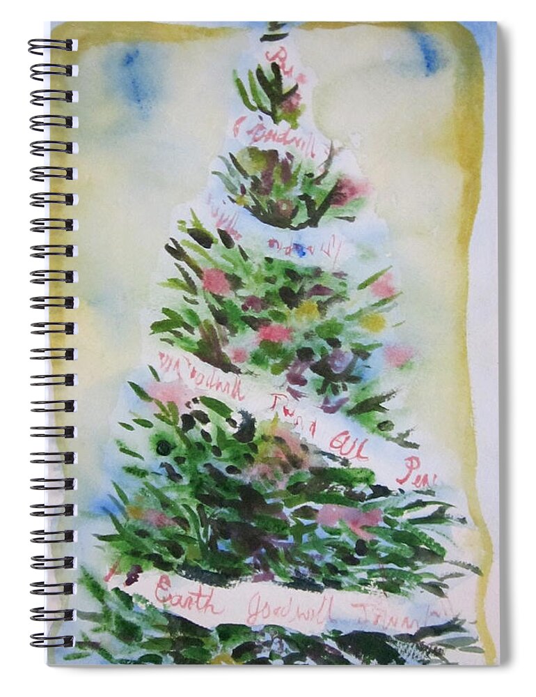 Tree Spiral Notebook featuring the painting Christmas tree by Tilly Strauss