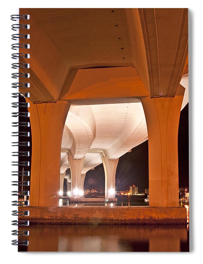 Bridge Spiral Notebook featuring the photograph Clearwater Marina by Stephen Whalen