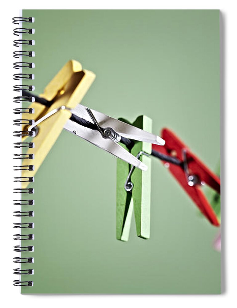 Rope Spiral Notebook featuring the photograph Clothes Pegs by Joana Kruse