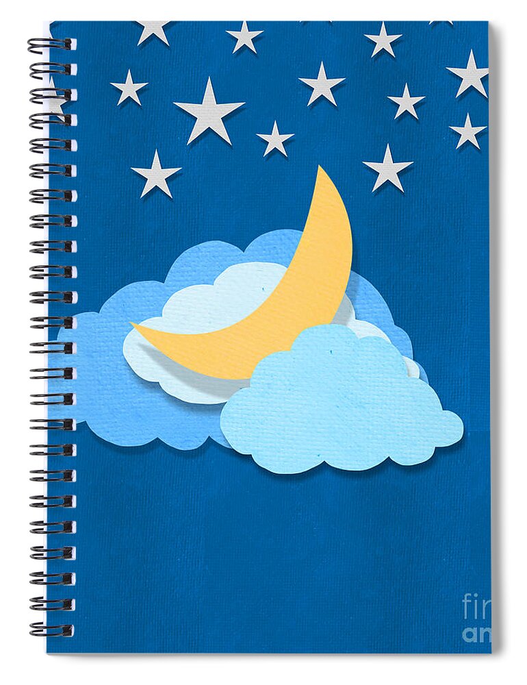 Antique Spiral Notebook featuring the digital art Cloud Moon And Stars Design by Setsiri Silapasuwanchai