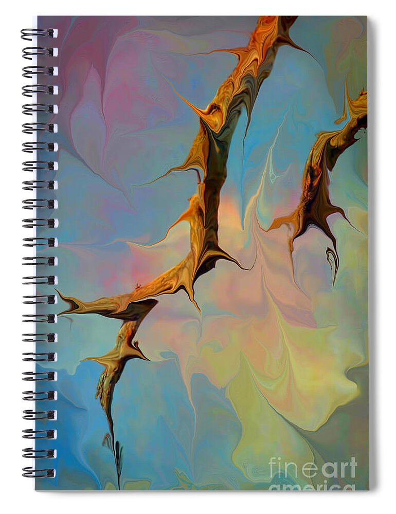 Abstarct Spiral Notebook featuring the digital art Clouds and Branches of Life by Deborah Benoit
