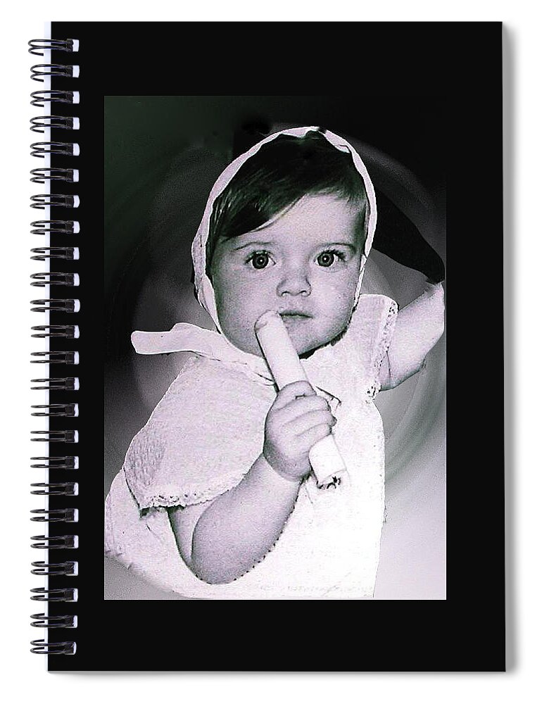 Colette Spiral Notebook featuring the photograph Colette 1 year old direct Pappa Hans to take a Photography 2 by Colette V Hera Guggenheim