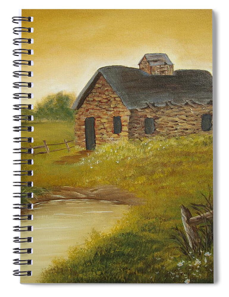 Road Spiral Notebook featuring the painting Country Cabin by Kathy Sheeran