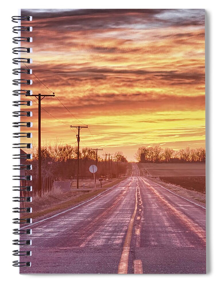 Country Spiral Notebook featuring the photograph Country Road Sunrise by James BO Insogna
