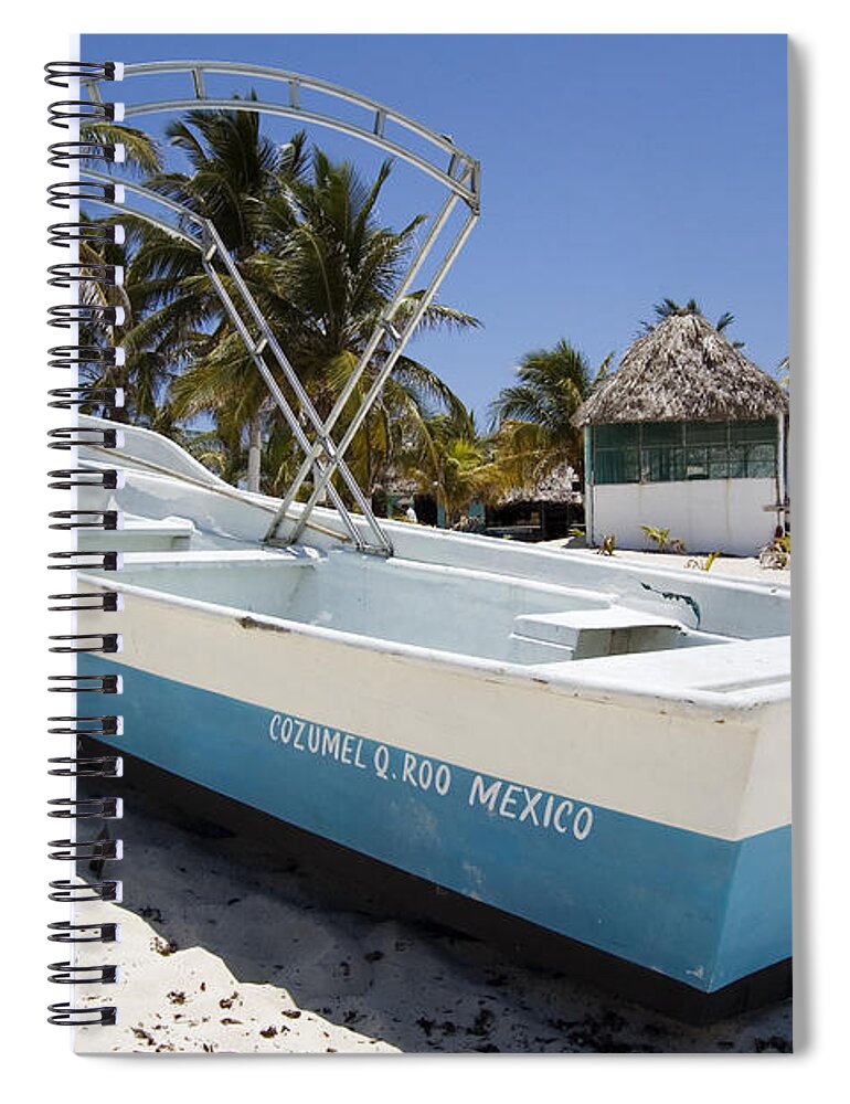 Cozumel Spiral Notebook featuring the photograph Cozumel Mexico Fishing Boat by Shawn O'Brien