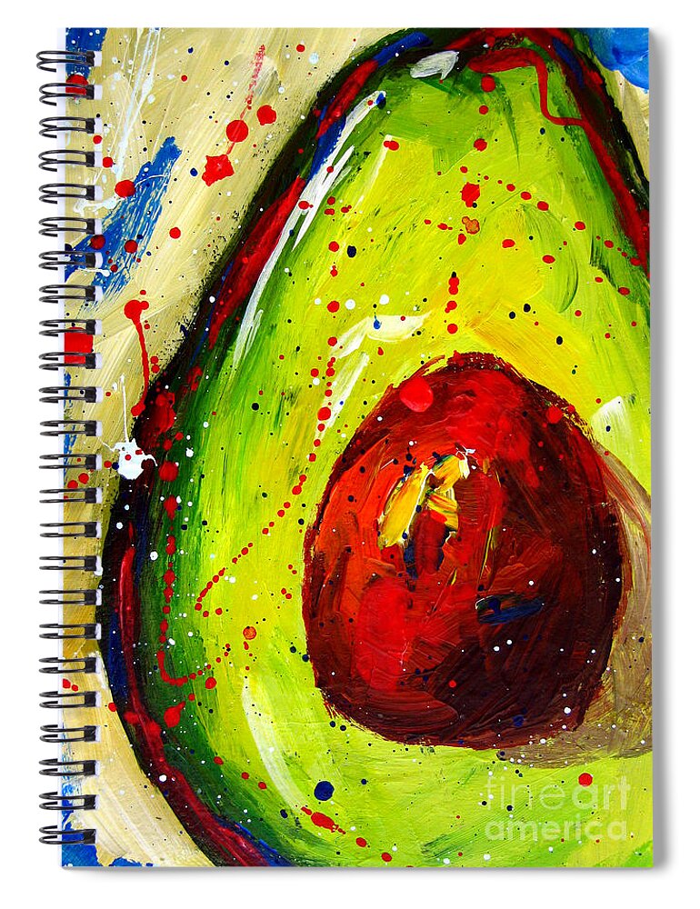 Modern Avocado Art Spiral Notebook featuring the painting Crazy Avocado 2 - Modern Art by Patricia Awapara