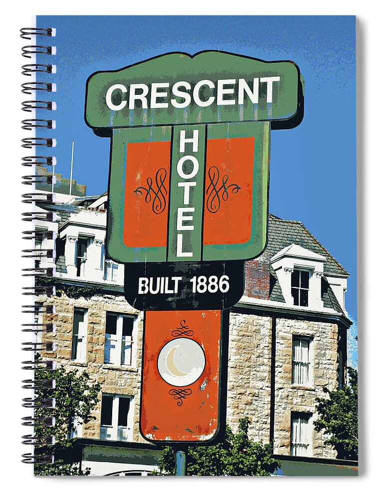 Signs Spiral Notebook featuring the photograph Crescent Hotel by Jo Sheehan