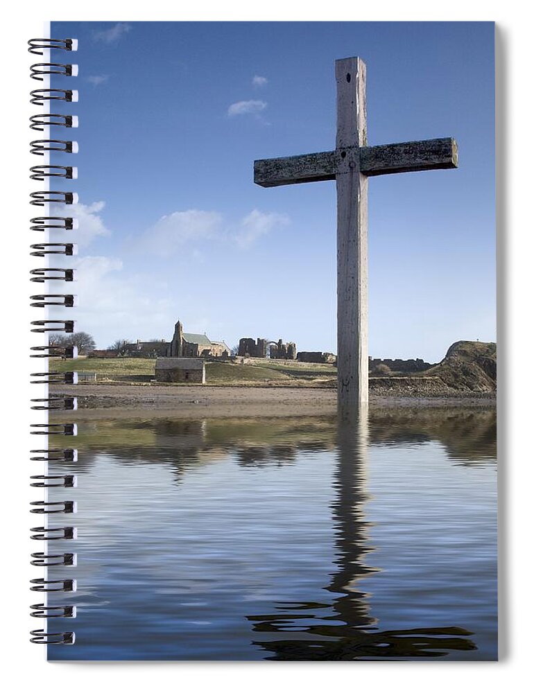 Calm Spiral Notebook featuring the photograph Cross In Water, Bewick, England by John Short