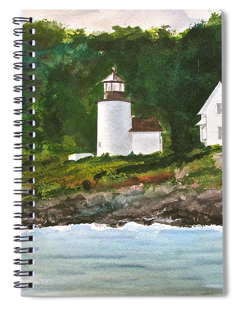 Lighthouse Spiral Notebook featuring the painting Curtis Island Light by Frank SantAgata