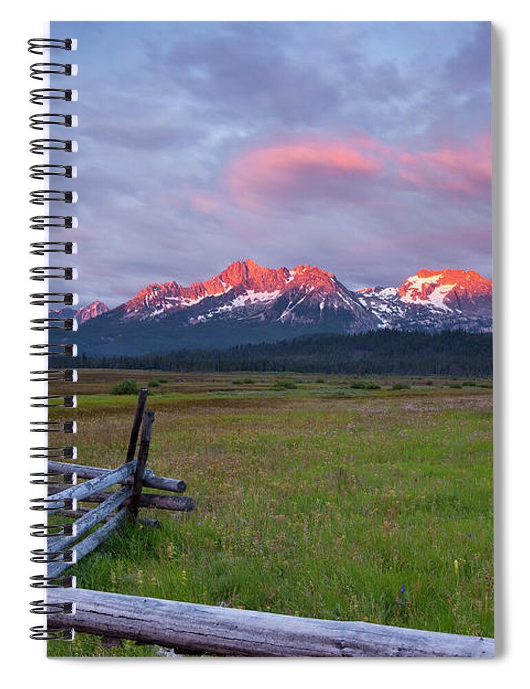 Landscape Photography Spiral Notebook featuring the photograph Dawn light on the Sawtooth Mountains by Keith Kapple