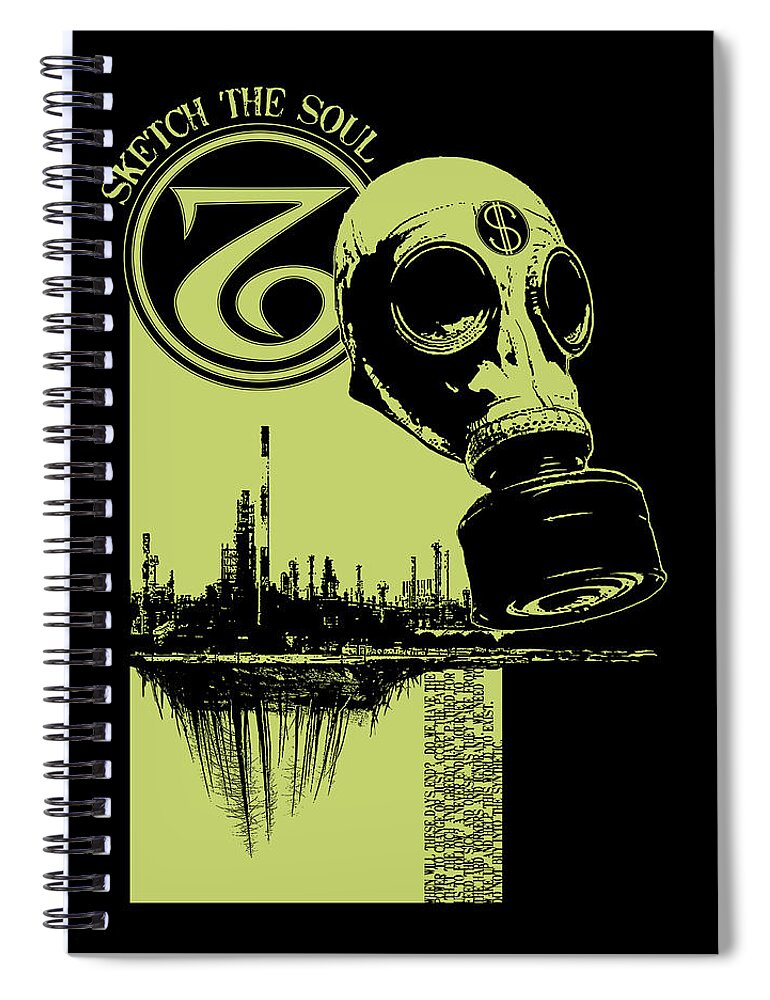 Gas Mask Spiral Notebook featuring the mixed media Digging Up The Past by Tony Koehl