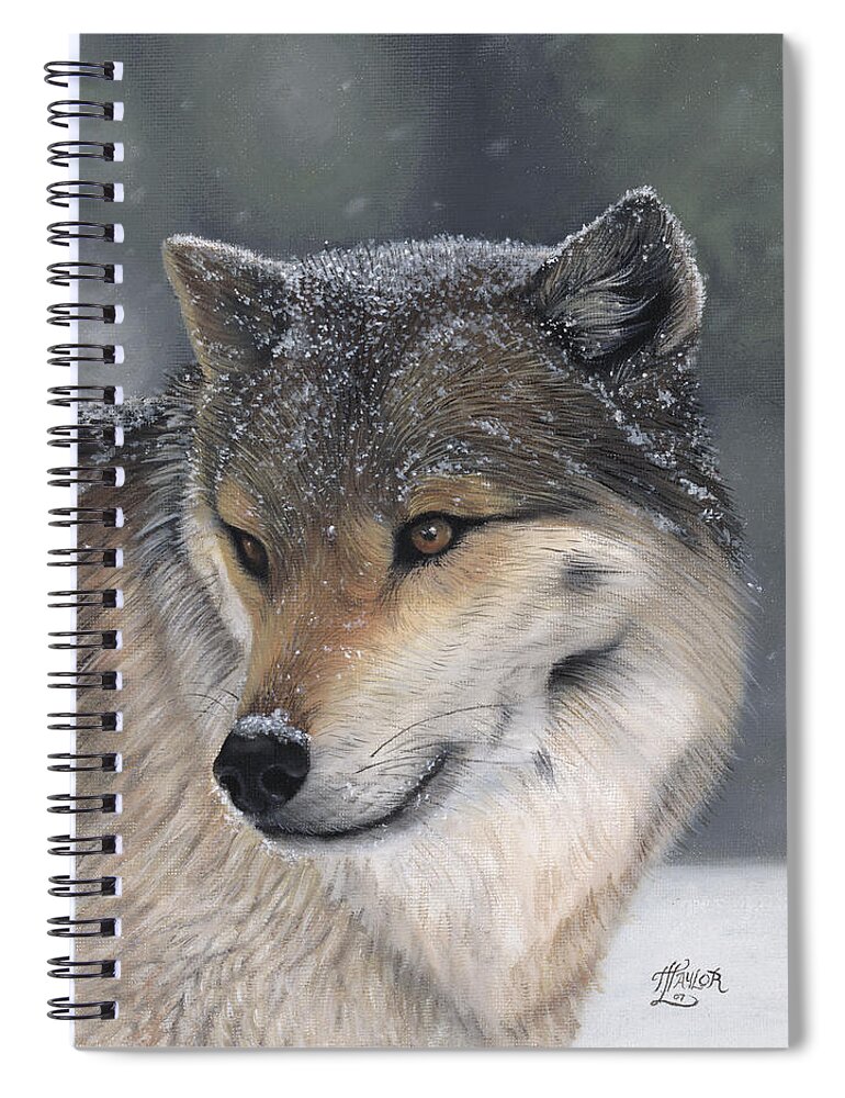 Wolf Spiral Notebook featuring the painting Distraction by Tammy Taylor