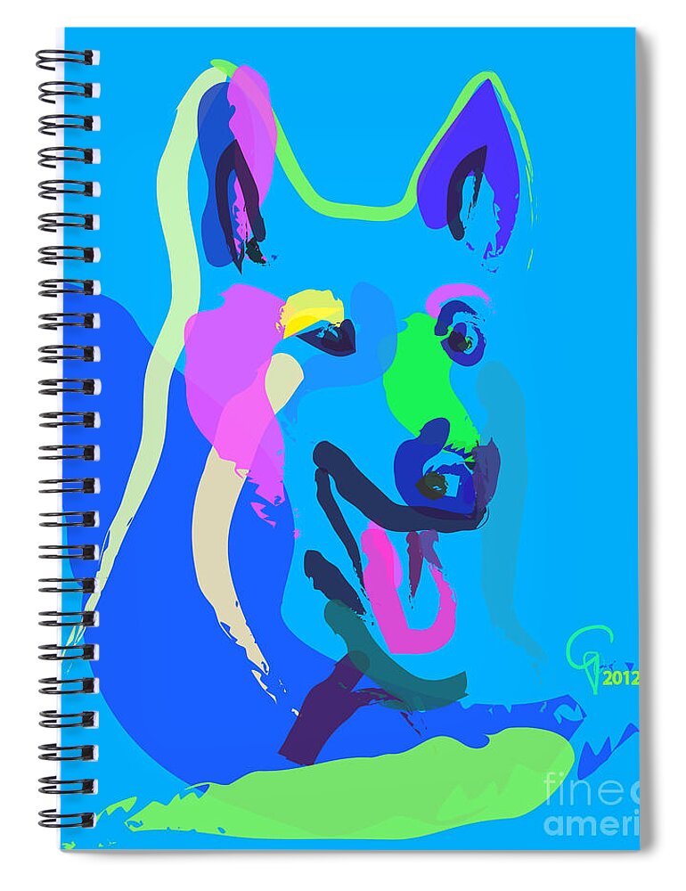 Pet Spiral Notebook featuring the painting Dog - colour dog by Go Van Kampen