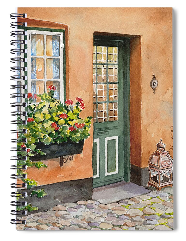 Denmark Spiral Notebook featuring the painting Doorway in Denmark by Jean Walker White