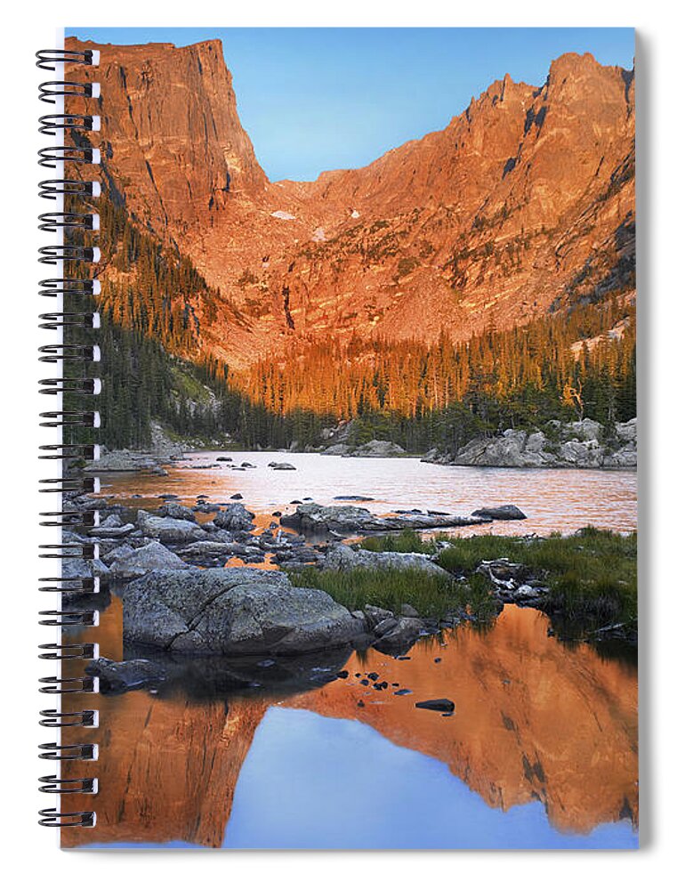 00175149 Spiral Notebook featuring the photograph Dream Lake Rocky Mountain National Park by Tim Fitzharris